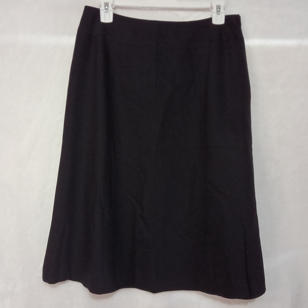 Talbots Black Italian Wool Blend A-Line Knee Length Skirt Size 8 Made in Japan